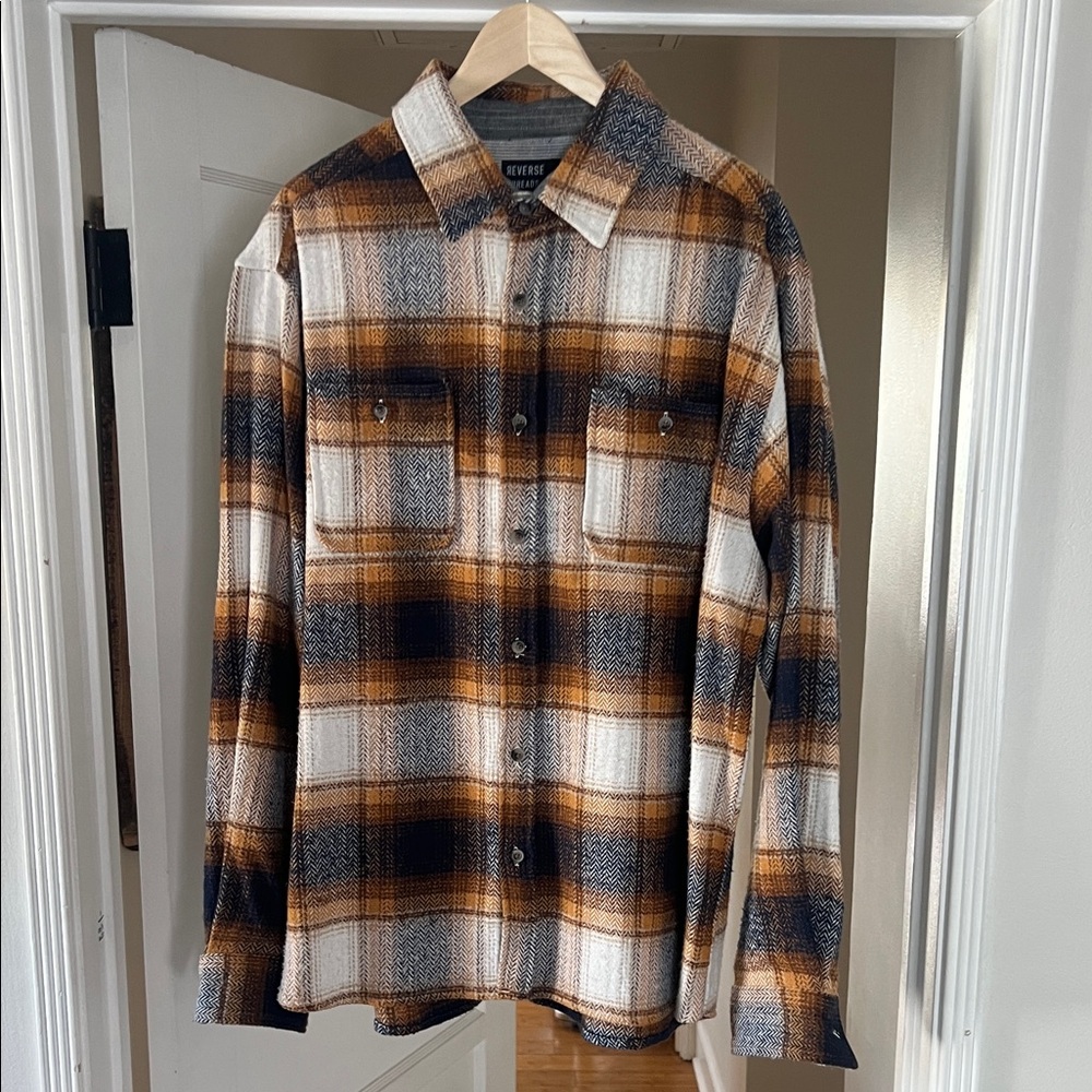 Men's Plaid Shirt Jacket - Brown and Black